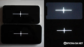 Comparativo da tela IPS vs OLED; A mesma imagem em ambiente claro e escuro
