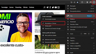 Como mudar a cor ou inserir um tema no Google Chrome 116 para Windows 10 e Windows 11. Fonte: Vitor Valeri