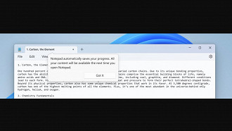 Salvamento automático do Bloco de Notas do Windows 11. Fonte: Microsoft