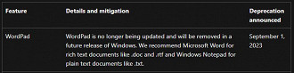 Comunicado oficial da Microsoft sobre o Wordpad