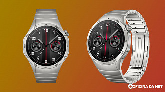 Huawei Watch GT 4 com pulseira metálica;