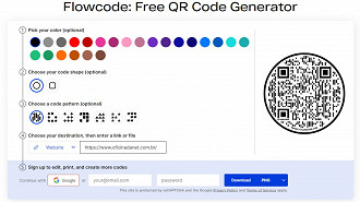 Flowcode - 5 Melhores sites para criar QR Codes grátis. Fonte: Vitor Valeri