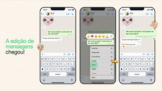 Captura de tela demonstrando o recurso de edição de mensagens no WhatsApp. Fonte: WhatsApp