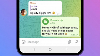 Captura de tela do Telegram demonstrando o compartilhamento de arquivos de até 4GB. Fonte: Telegram