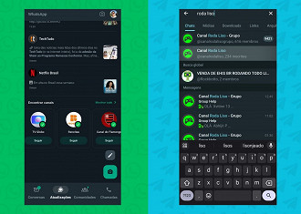 O WhstApp sugere novos canais de forma automática, enquanto no Telegram você precisa buscar