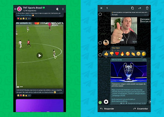 Opções de reações no WhatsApp e Telegram