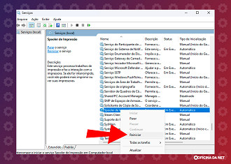 Reiniciar o Spooler de impressão