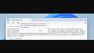 Salvamento automático no Bloco de Notas chega com a atualização Moment 4 do Windows 11. Fonte: Microsoft