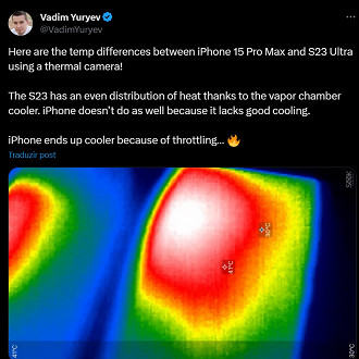 Superaquecimento no iPhone 15. Fonte: X (Imagem por Vadim Yuryev)