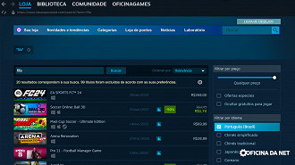 Buscamos pelo FIFA na Steam e só aparece o FC24