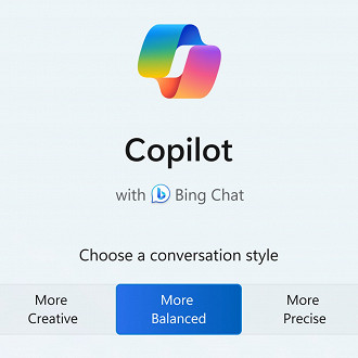 Ajustando os tons de conversa do Copilot no Windows 11. Fonte: Microsoft