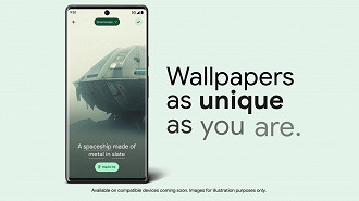 Geração de imagens para papéis de parede utilizando IA (inteligência artificial) e descrições em texto no Android 14. Fonte: Google