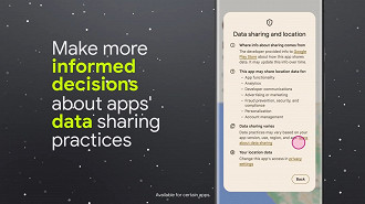 Quando um aplicativo requisitar o acesso de informações do telefone, será exibida uma informação detalhada sobre como os dados serão compartilhados no Android 14. Fonte: Google