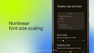 Aprimoramento do recurso de ajuste do tamanho da tela e do texto no Android 14. Fonte: Google