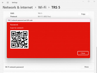 QR Code para compartilhar senha do Wi-Fi salva no Windows 11. Fonte: NeoWin