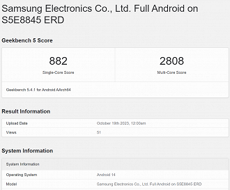 Exynos 1480 no Geekbench