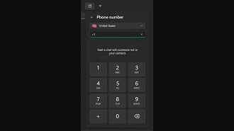 Captura de tela demonstrando recurso de iniciar conversas com números de telefone desconhecidos no aplicativo do WhatsApp para Windows da Microsoft Store. Fonte: WABetaInfo