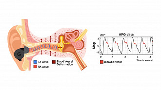 Funcionamento da APG (Audiopletismografia) nos fones de ouvido com ANC (active noise cancelling ou cancelamento de ruído ativo). Fonte: Google
