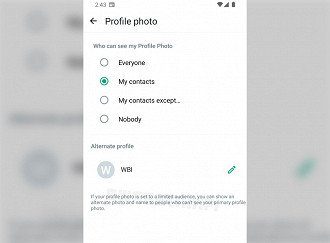 Perfil alternativo está chegando no WhatsApp. Foto: WABetaInfo