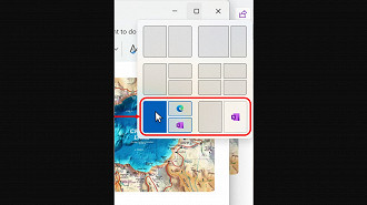 Agora, na compilação (Build) 25992 do Windows 11, aparecem sugestões nos Snap Layouts. Fonte: Microsoft