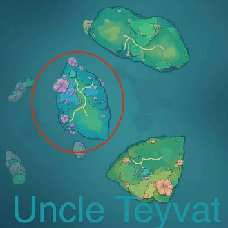 Mapa do novo layout do Paraíso Mágico em Genshin Impact 4.3. Fonte: Reddit