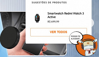 Captura de tela do relógio Redmi Watch 3 Active no site da Xiaomi. Foto: Adalton Bonaventura/Reprodução