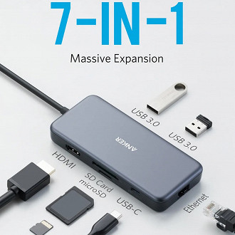 Hub Anker 7-in-1 - Lista dos melhores hubs USB-C para seu notebook, tablet, smart TV e mais. Fonte: Anker