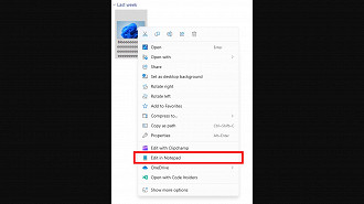Captura de tela do recurso de edição utilizando o Bloco de Notas no Windows 11 para os canais Canary e Dev. Fonte: Microsoft