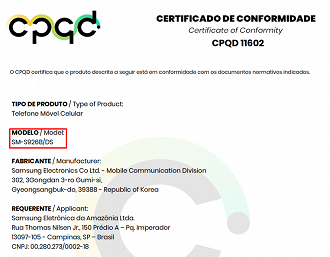 Certificado de Conformidade do Galaxy S24 Plus 5G pela Anatel