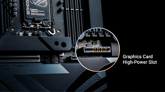 Slot PCIe de alta potência da placa-mãe Asus feito para alimentar placas de vídeo. Fonte: Asus