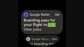 Captura de tela mostrando o novo recurso de exibir passagens de avião do app Carteira do Google para Wear OS. Fonte: 9to5google
