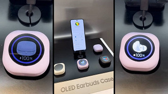 Novos Galaxy Buds poderão contar com um estojo de carregamento (case) com uma tela OLED sensível ao toque embutida. Fonte: CNET