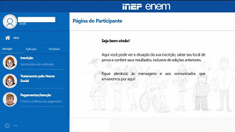 Página do Participante no site no Inep