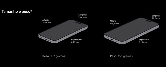 O iPhone 15 Pro é menor e mais leve que o iPhone 15 Pro Max.