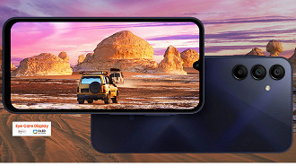 Super AMOLED da Samsung com notch U está presente no Galaxy A15, abandonando aquela tela LCD de cores lavadas (Foto: Samsung Brasil/Divulgação)