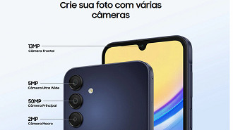 O conjunto de câmeras do Galaxy A15 5G permanece o mesmo do antecessor (Foto: Samsung Brasil/Divulgação)