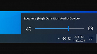 Novo mixer de volume implementado no Windows 11.