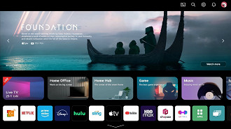 Visual da tela inicial do webOS 23 em TVs LG OLED. Fonte: FlatPanelsHD