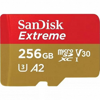 Cartão micro SD Sandisk Extreme A2 256GB. Fonte: Sandisk
