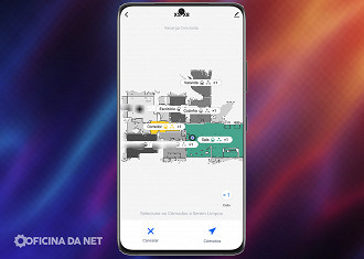 Selecionando cômodos específicos (salas que não estão em cinza) no aplicativo Tuya Smart, utilizado para controlar o robô aspirador ABRIR X8. Fonte: Vitor Valeri