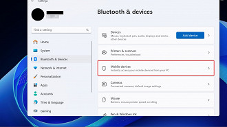 Configurações do aplicativo Vincular ao celular mudou o nome para Dispositivos Móveis no app Configurações do Windows 11 após a atualização Momentum 5.