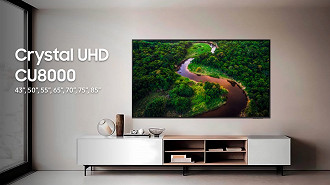 Samsung Crystal 50 4K CU8000 - Duas TVs com comando de voz para comprar em 2024. Fonte: Samsung