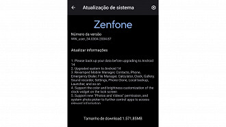 Zenfone 9 recebendo Android 14 no Brasil (Imagem: Vitor Valeri/Oficina da Net)