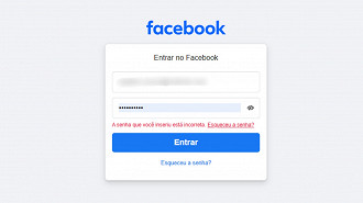 Facebook não está permitindo usuários concluírem login (Imagem: Captura de tela/Oficina da Net)