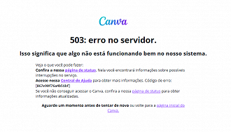 Erro no servidor, aponta o site do Canva. Imagem: Captura de tela/Oficina da Net