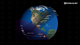 Onde será possível ver o eclipse de abril de 2024; Foto: NASA