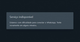 O WhatsApp Web informa que o serviço está indisponível