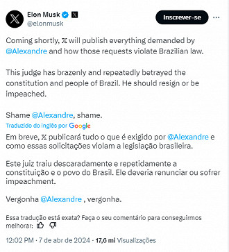 Em breve, 𝕏 publicará tudo o que é exigido por @Alexandre e como essas solicitações violam a legislação brasileira.