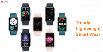 Várias opções de mostradores estão disponíveis no Huawei Watch Fit SE. Imagem: Huawei/Reprodução
