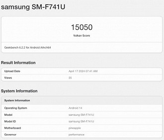 Galazy Z Flip 6 no Geekbench. Imagem: Geekbench/Reprodução